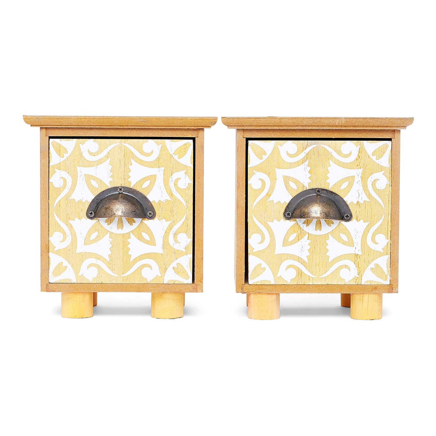 Oddcroft Set Of Mini Wooden Drawers For Desk Storage Yellow Set