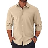 COOFANDY Mens Long Sleeve Button Down Shirts Casual Untucked Shirts for Men Dress Shirts Beach Wedding Shirts