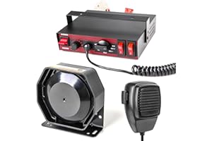 SMALLFATW Police Siren 8 Tones PA System 130DB 200 Watt, Heavy Duty Handheld Microphone, Dual 20A Auxiliary Switch, Emergency Siren for Car Truck Vehicles
