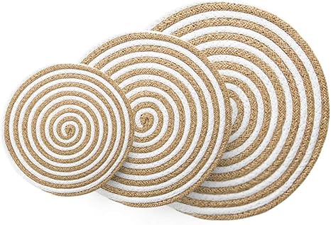 Amazon ジュート テーブルマット 手作り 不織 布 ランチョンマット お茶用 コーヒー キッチン 表の利点 断熱 簡単に清掃 じゃない スリップ ラウンド ランチョンマット 3のセット テーブルマット ランチョンマット オンライン通販