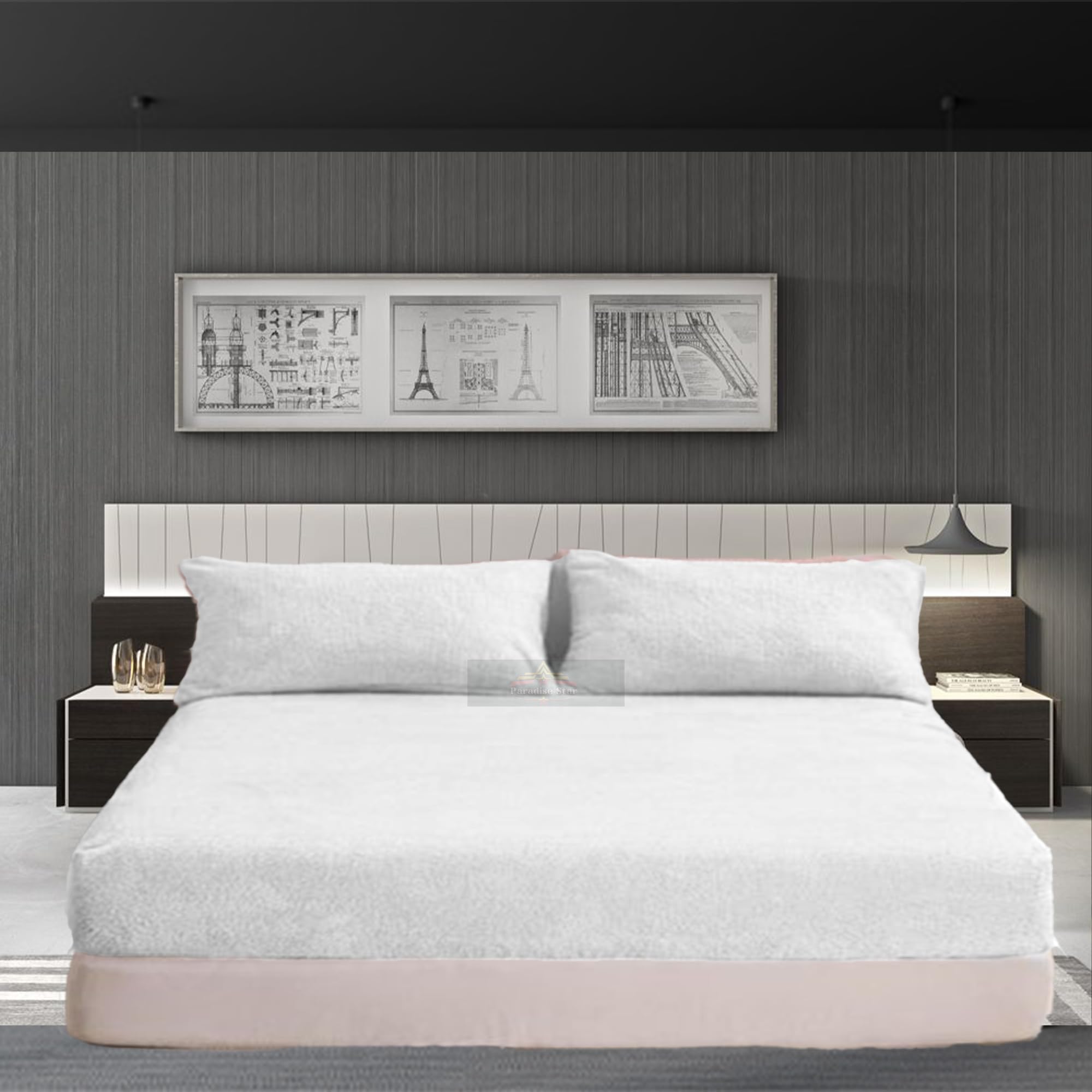 PARADISE STAR Teddy Fleece Fitted Bed Sheet – Ultra Soft Warm Cosy Plush Bedding, Extra Deep 30cm Pocket Fitted Sheet for Bed, Winter Luxury Mattress Cover (White, Small Double 4FT 122x190cm)