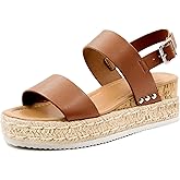 Athlefit Women's Espadrilles Sandals Ankle Strap Buckle Wedge Sandal Open Toe Studded Platform Sandals