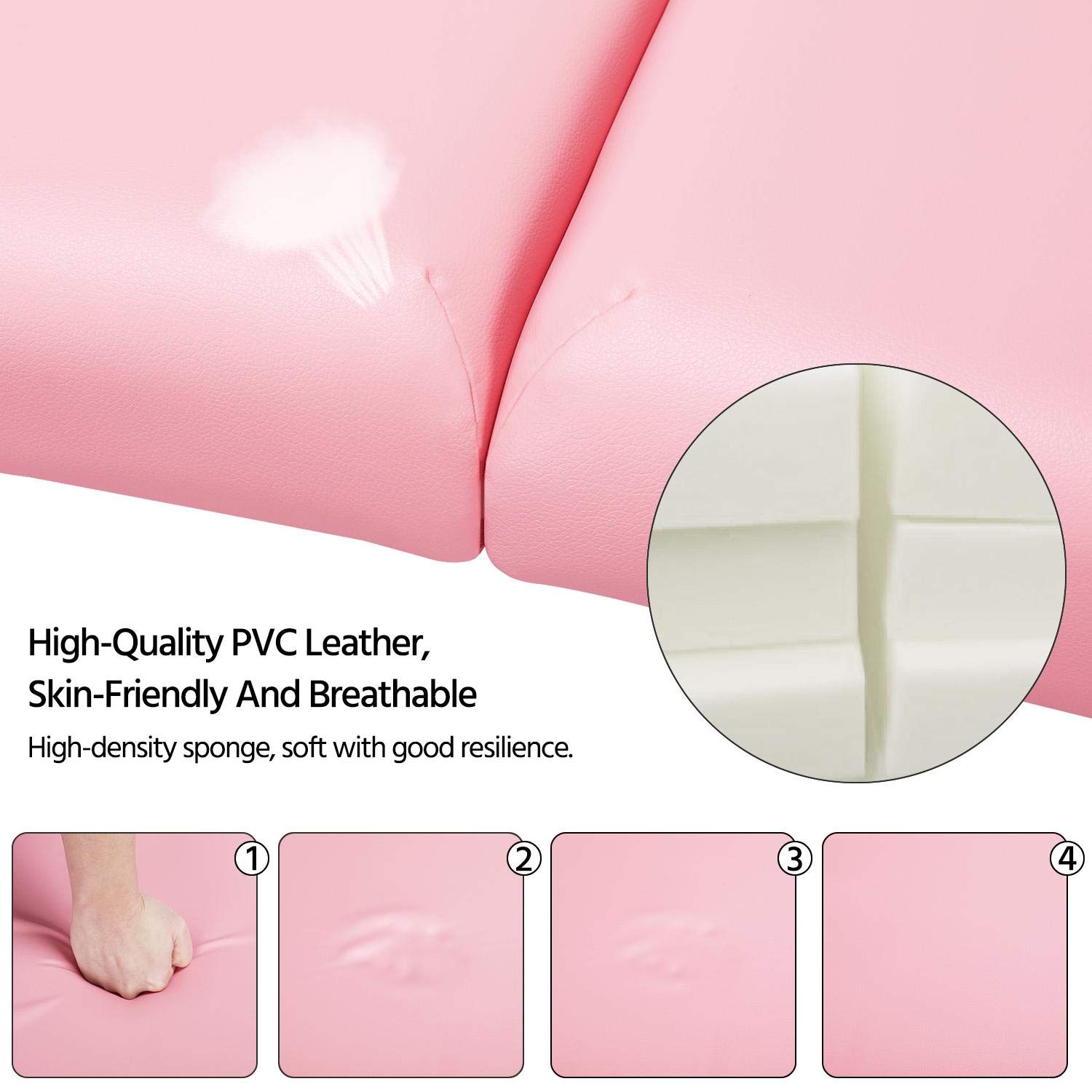 Yaheetech Fold Up Massage Spa Bed Facial Tattoo Salon Bed 2 Folding Massage Table Pink: Beauty