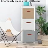 Amazing Tour 4 Pcs Cube Storage Boxes 27x27x27 Khaki Foldable Fabric view 9