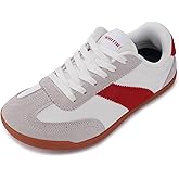 WHITIN Wide Barefoot Sneakers for Women | Brogue Toe Cap Style | Suede-Knit Hybrid