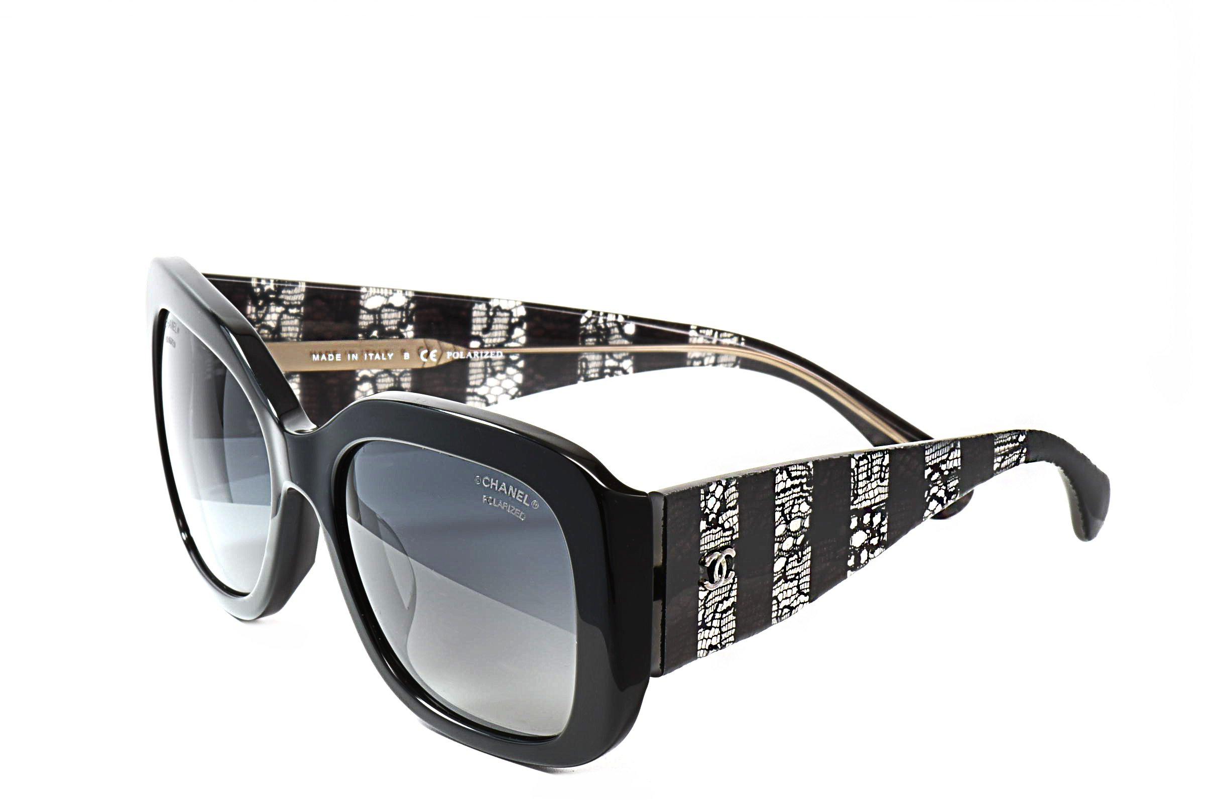 CHANEL 5295 Lace Effect Polarized Black Sunglasses CHANEL sunglasses women - Retail $600 - black/gray version  main image 4