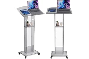 GuardMate Acrylic Podium Pulpit Stand | Modern Deisgn Portable Classroom Lectuern | Professional Use | Conference Church Speeches Weddings Events Presentation (Matte Finish, 49' Tall)