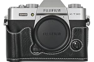 BMAOLLONGB X-T30 III/II Case, Handmade PU Leather Half Camera Case Bag Cover Bottom Opening Version for Fujifilm XT30 X-T30 I