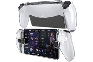 HEYSTOP Case for PlayStation 5 with Screen Protector Tempered Glass, PS5 Protective Case with Comfortable Ergonomic Grip, 6 Thumb Stick Caps (Clear)