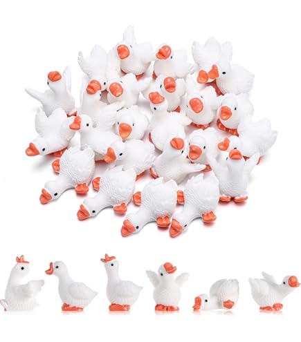 Lyreh Lot De 30 Mini Oies En Résine, Mignonnes Et Légères En Résine, Petites Figurines D'oie, Décorations Idéales Pour Maison De Poupée, Jardins Féériques, Micro Paysages, Loisirs Créatifs (style 1