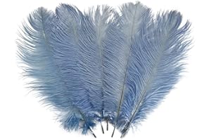LONDGEN 10PCS Ostrich Feather 12-14 inch(30-35cm) Plumes for Party Wedding Centerpiece Festival Vases Decoration(Sky Blue)