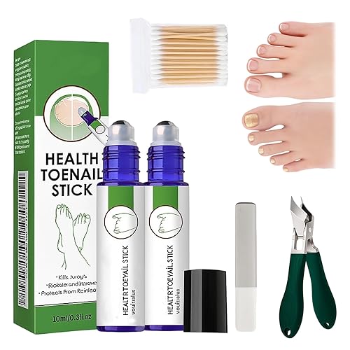 2pcs 10ml Nail ShieldAnti Fungal Stick, Anti Fungal Stick Set with Cotton Swabs, Nail File and Nail Clippers, Portable Nail maintenance Solution, Easy-to-Use Roll-On Design for Healthy Nails