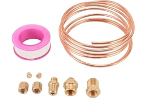72 Inch Oil Pressure Gauge Tubing Kit, Brass Tube with 1/8 1/4 Inch NPT Fittings, Universal Brass Tubing for Mechanical Press