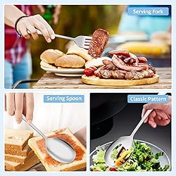 6PCS Serving Spoons and Forks set- Solid Spoon x