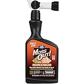 Lilly Miller Moss Out! Roofs and Walks Ready to Spray, 27 Oz | Moss killer for concrete, non-staining formula, hose end sprayer, covers up to 500 square feet