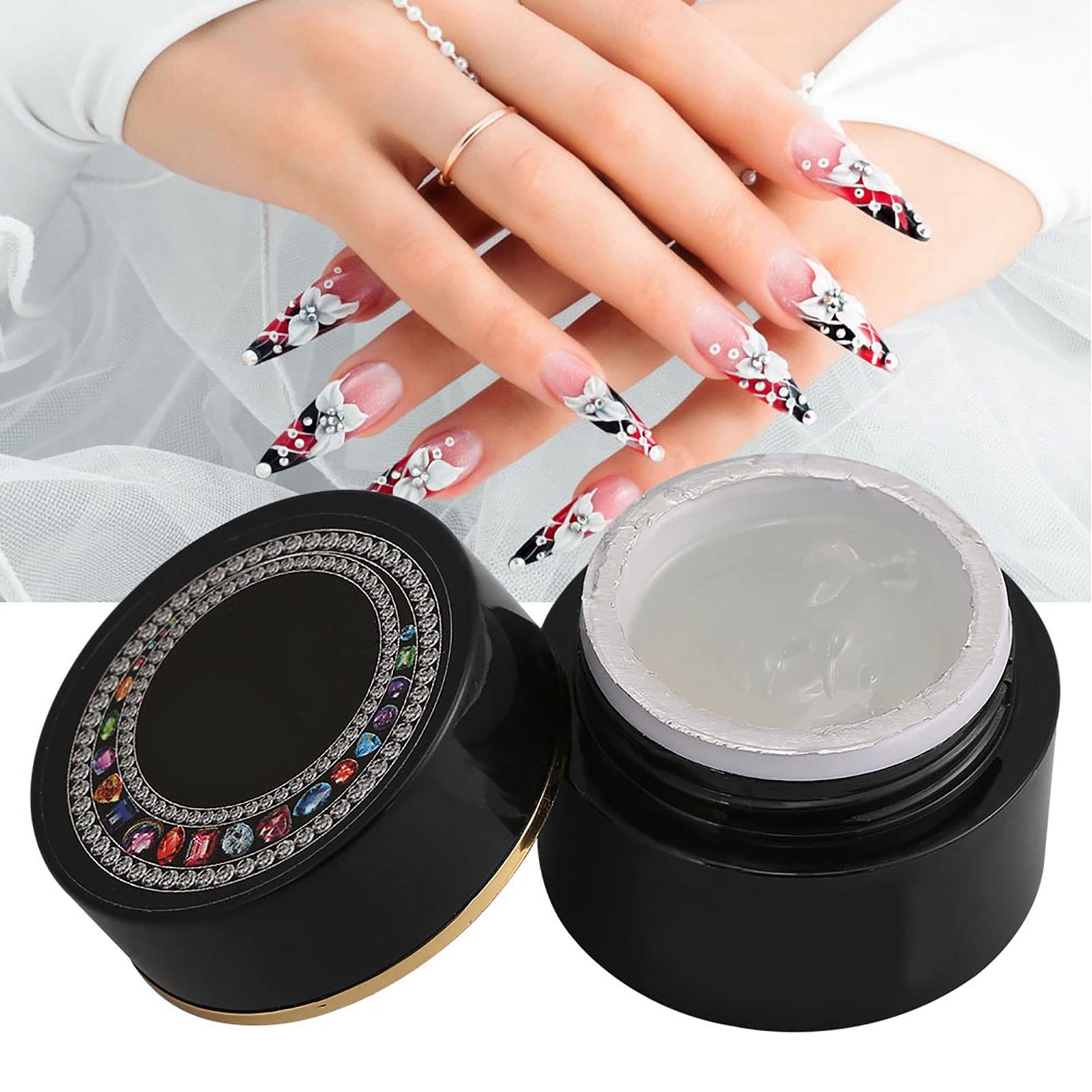 6g Nail Gel Glue for Rhinestones, Thick UV Adhesive Nail Art Glue Gel, Professional Nail Decoration Accessory, Bling Nail Tools, Nail Art Supplies