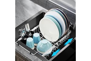 GSlife Sink Dish Drying Rack - Adjustable Stainless Steel Over Sink Dish Rack (27.4-45.5cm), in Sink Dish Drainer for Kitchen