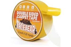 TAPEBEAR Double Sided Carpet Tape 2Inch x 20Yards, Heavy Duty Rug Tape Residue-Free Carpet Gripper for Area Rugs, Wood, Floor, Multipurpose Gripper Non Slip Tape