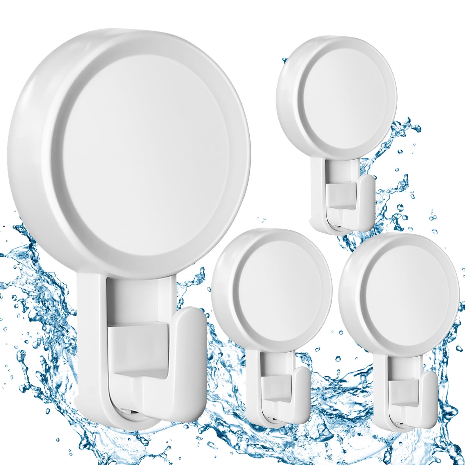 GlobaLink Suction Hooks, Powerful Vacuum Suction Cup Hooks-Reusable SuperLock Utility Hooks Heavy Duty Home Kitchen Bathroom Wall Hooks Hanger for Towel Loofah Cloth Key & Ceiling Hanger(4 Pack)