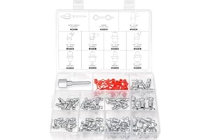 AutoWanderer Tool 70pcs Grease Fittings, SAE and Metric Grease Zerk kit, Needle Grease Gun Tip 1/4" 1/8" M6 M8 M10 Straight 45 90 Degree Zerk Fittings with Caps