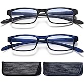 EYEURL 2-Pack Reading Glasses for Women Men Neck Hanging Blue Light Blocking Glasses With Spring Hinge Computer Readers