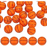 M METERXITY 35-Pack Sports Ball Beads 12mm Orange Red Round Loose Rubber Basketball Beads Silicone Craft Smooth Sports Ball Small Hole with 2mm for DIY Crafts/Bracelet/Necklace