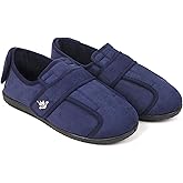 Happy Touch Men's 80-D Memory Foam Adjustable Wide Diabetic Slippers for Swollen Feet, Edema, Arthritis, Elderly Indoor/Outdoor