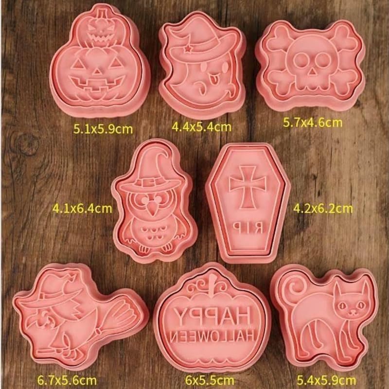 Lot de 8 Emporte-pièces en Plastique 3D pour Halloween Patisserie Moule Biscuit Set — photo 6 sur 7