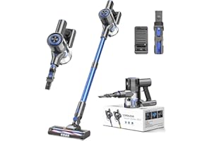 POGAI Cordless Vacuum Cleaner with 80000 RPM High-Speed Brushless Motor, 2600mAh Powerful Lithium Batteries, 5 Stages High Efficiency Filtration, Up to 40 Mins Runtime Vacuum for Hardwood