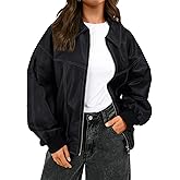 Trendy Queen Womens Leather Jackets Oversized Zip Up Motorcycle Bomber Jackets Fall Fashion Outfits Winter Clothes 2026