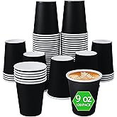 Sveikie 120-pack 9oz Leak proof Black Paper Cups - Disposable paper cups for hot drinks, cold drinks, coffee cups, tea, and other beverages - Holiday Party DIY Office Drinking Cup Supplies (Black)