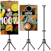 EBLIKI Poster Stands for Display, Double Sided Display Poster Stand | 1 Pack Outdoor Sign Holder with Metal Frame, Adjustable Tripod Stand Height up to 80" for for Malls, Weddings, Business