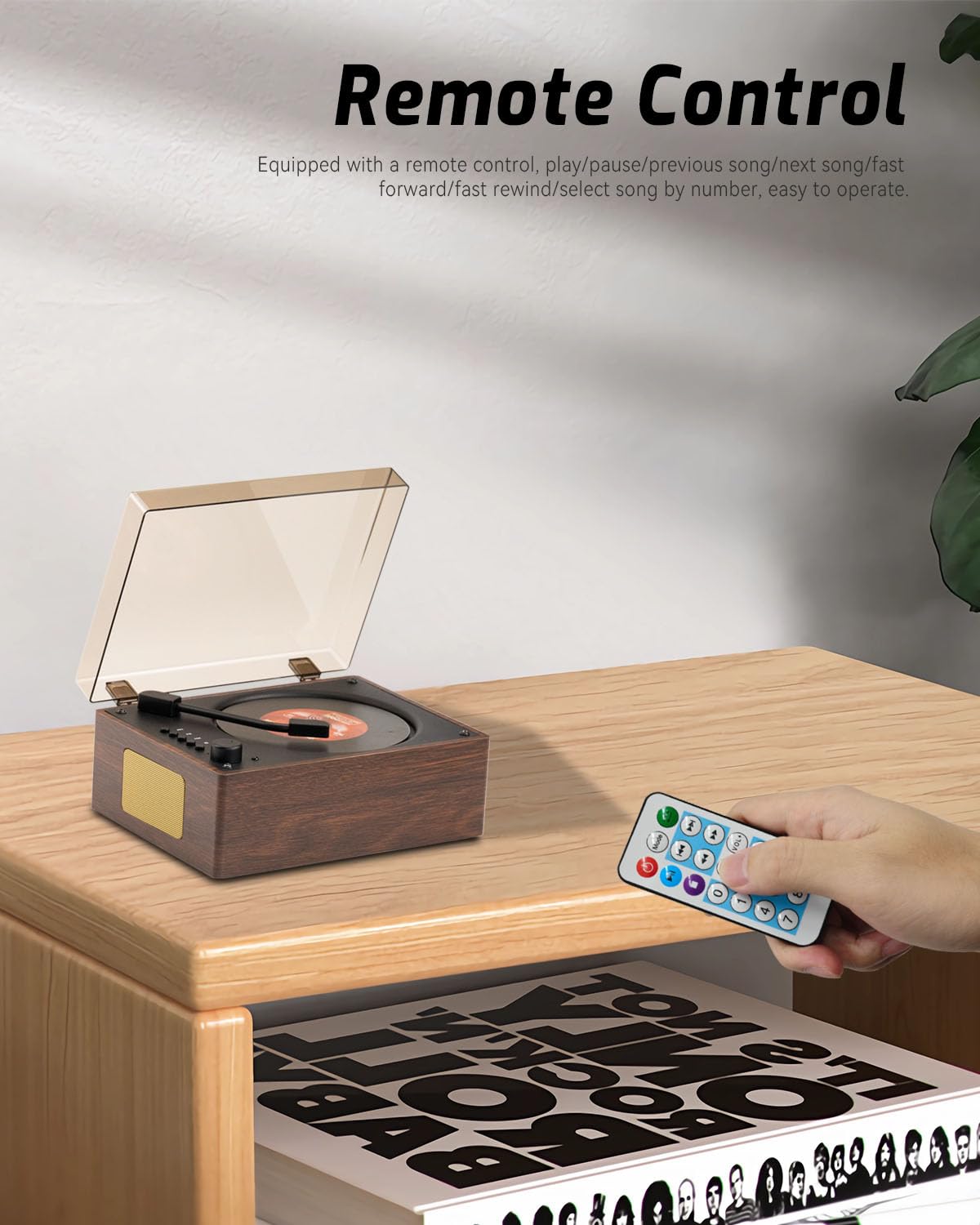 Portable CD Players for Home Retro: Hi-Fi Bluetooth Music Speaker Built-in Battery Remote Control Support AUX/USB BGM Player for Home Décor Gifts for Retro Enthusiasts