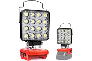 FIIHIO Portable Light for Milwaukee 18V Battery,48W 3400LM Cordless Battery Work Light with USB/Type-C Charging Port and Low-Voltage Protection,Applicable to Job Site & Security Lighting（2 Modes）