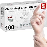 Schneider Medical Vinyl Exam Disposable Gloves Latex Free, 4 mil | Powder free, Clear，Food Safe, Cleaning, Exam，Cooking，Food Prep，Comfortable Fit, Ambidextrous