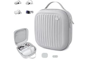 Krypthos Hard Carrying Case Compatible with Meta Quest 3S/Quest 3/Quest 2/Vision Pro, Portable VR Gaming Headset and Touch Controllers Case with Lens Protector, Suit for Travel and Home Storage-Gray