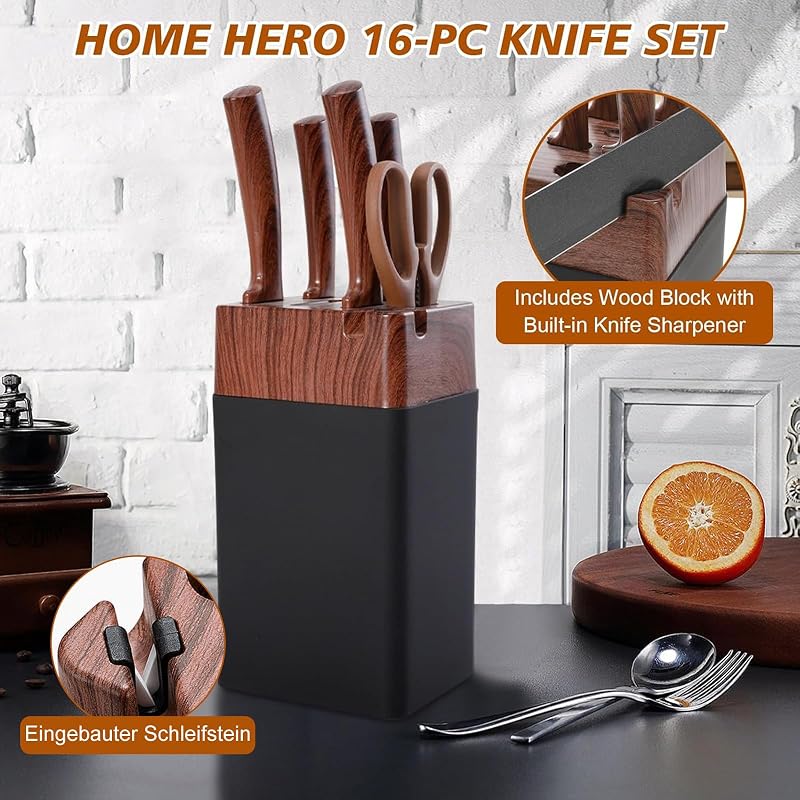 Set Coltelli Cucina 7 Pezzi Blocco Integrato Acciaio Ultra Affilate — foto 5 di 8