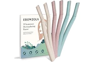 EROWZOLA Dermaplane Razor for Women, 6 pcs Eyebrow Razors for Women face, Eyebrow Trimmer with Protective Silicone Cover, Facial Hair Removal Shaver, Wheat Straw Dermaplaning and Skin Care Tool