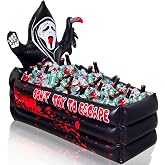 40 Inch Halloween Party Decorations Inflatable Cooler, 100+ Cans Halloween Party Supplies Large Capacity Scary Coffin Ghost Ice Bucket for Drink Beverage Holder, Halloween Decor for Outdoor Indoor