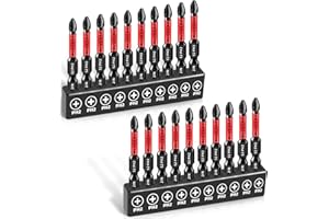 RLVKEAZ 20-PCS Phillips Bits #2 Impact, Magnetic 2'' Phillips Head Drill & Screwdriver Bits Set, Premium S2 Steel, with 1/4" Hex-Shank for Power Drill, Professional & DIY Use