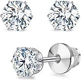 Limerencia Moissanite Stud Earrings G23 Titanium Hypoallergenic Screw Back Moissanite Earrings D Color VVS1 Clarity Jewelry Gifts for Women Men 0.2CT-1.6CT