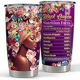 Inspirational Gifts for Women Black Woman Nutrition Facts Inspiration Tumbler 20oz Stainless Steel Insulated Coffee Travel Mug Cup Motivational Gift for Women Birthday Christmas