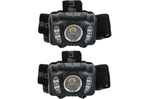 LUXPRO LP345V2 LED Headlamp - Bright 300 Lumen Head Lamp for Outdoors, Camping & Hiking - 6 Light Modes White, Green & Red Light - IPX4 Waterproof - Adjustable Headband - Batteries Included - 2 Pack