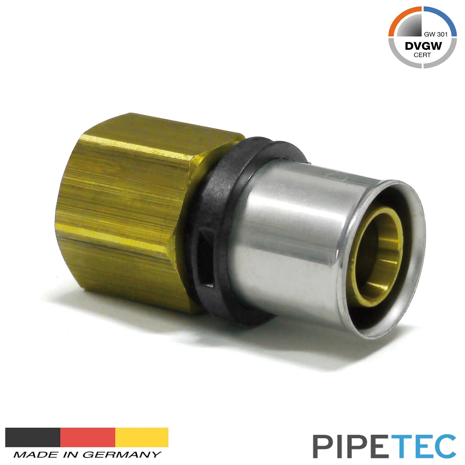Pipetec Press-Übergangswinkel 26x3mm – Mit Innengewinde, DVGW-zugelassen, Für Trinkwasser & Heizung, Einfach Verpressen