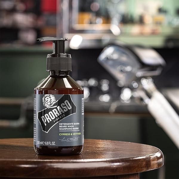 PRORASO BEARD WASH – CYPRESS AND VETYVER, 6.8 FL OZ