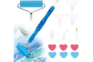 Sonsage Diamond Painting Resin Pen Blue 5D Ergonomic Diamond Art Blue Roller Accessories and Tools Set Dots Round Square Drill Wax Pens Holder Supplies