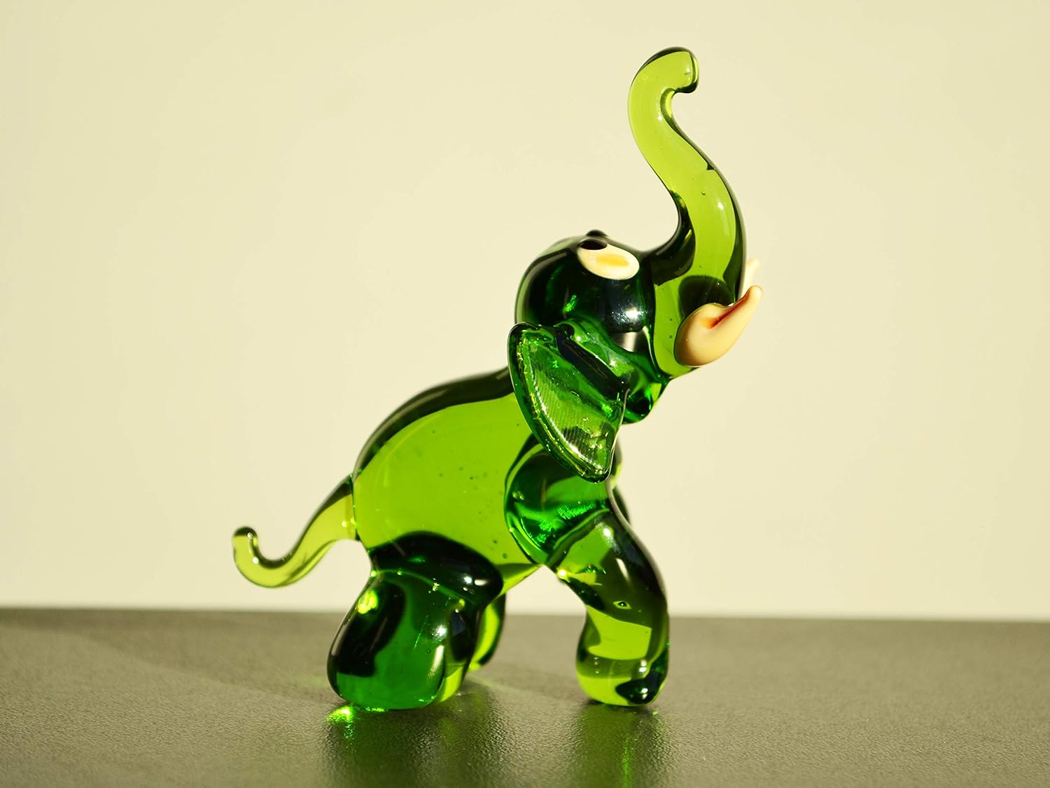 Green Glass Elephant Figurine Animals Glass Elephant