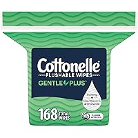 Cottonelle GentlePlus Flushable Wet Wipes with Aloe & Vitamin E, Adult Wet Wipes, 1 Refill Pack, 168 Total Wipes