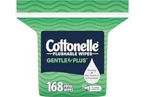 Cottonelle GentlePlus Flushable Wet Wipes with Aloe & Vitamin E, Adult Wet Wipes, 1 Refill Pack, 168 Total Wipes