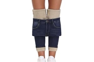 FCYMOV Women's Fleece Lined Jeans Skinny High Waisted Winter Thick Fleece Warm Stretch Lining Women Jeans Pants